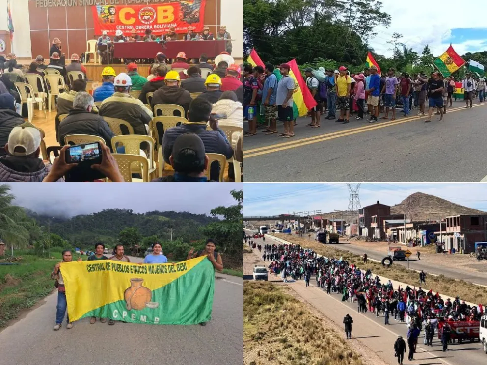 Las protestas de cuatro sectores del país. Foto: Unitel/Facebook