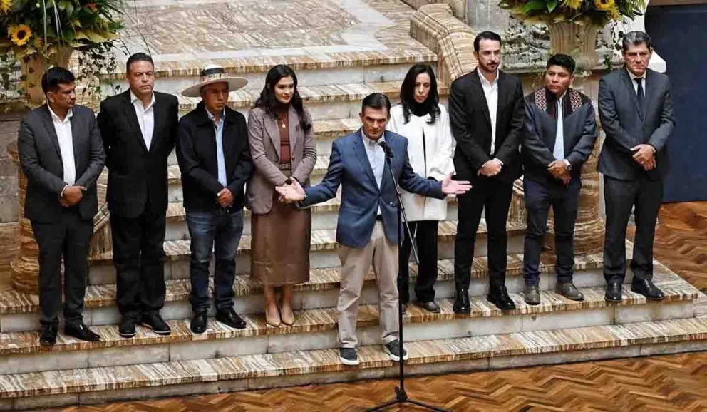 El presidente Rodrigo Paz tras reunión con gobernadores. Foto archivo