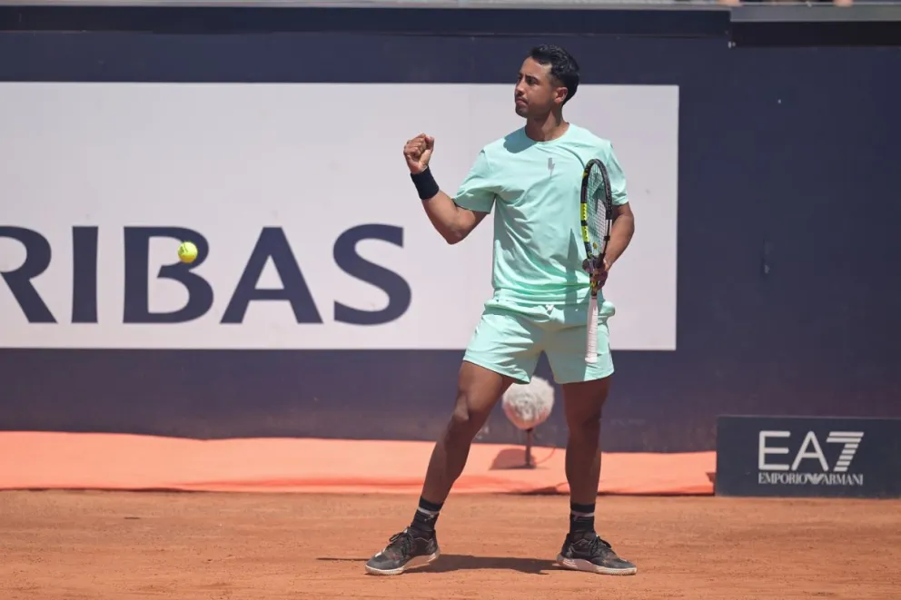 Dellien celebra durante el torneo romano del año pasado. Foto: Masters 1000 de Roma.