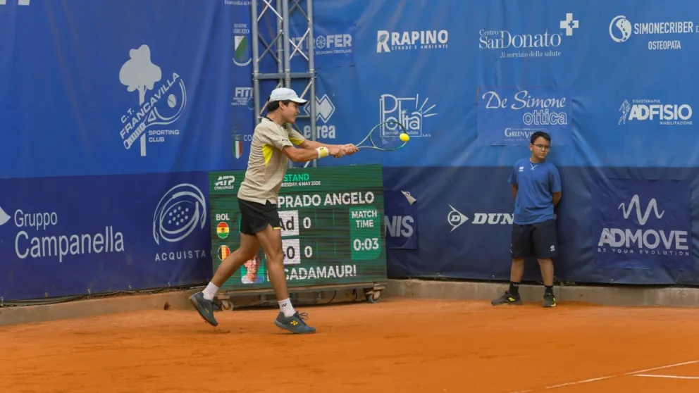 Prado durante su partido en Italia. Foto: Challenger de Francavilla.