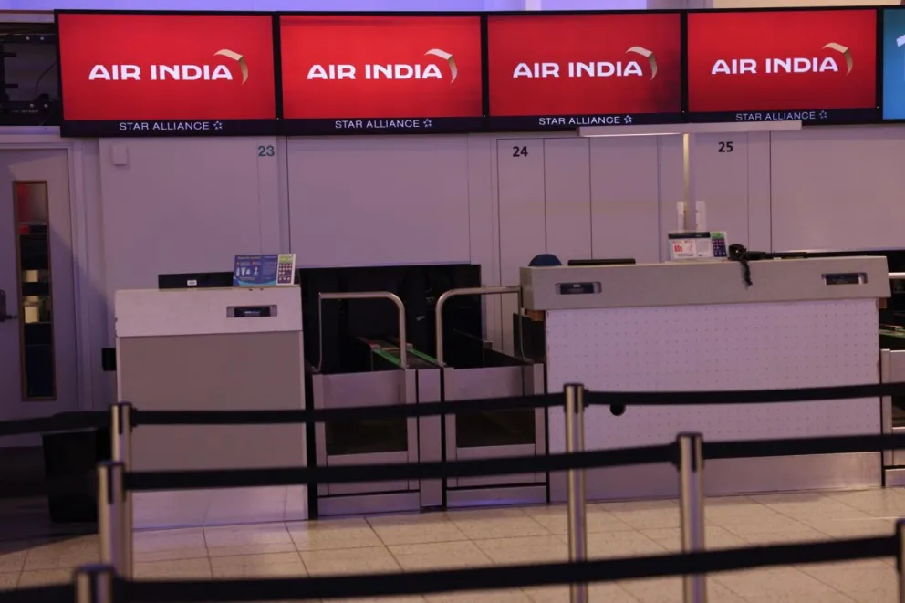 Un puesto de Air India vacío en el aeropuerto de Gatwick, en Londres, Inglaterra. Foto: EFE