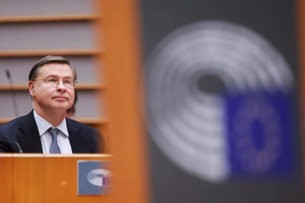 El comisario europeo de Economía, Valdis Dombrovskis, en una imagen de archivo. Foto: EFE