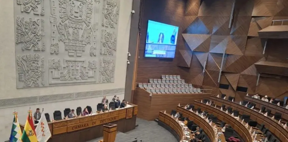 El pleno de la sesión en Diputados de la Asamblea Legislativo Plurinacional (ALP). Foto: Unitel