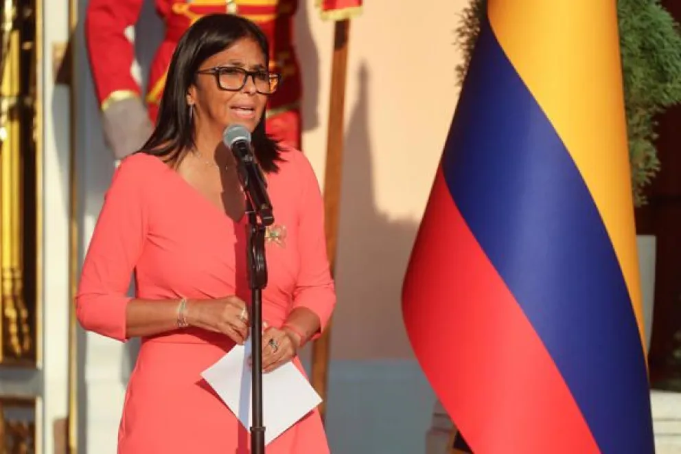 La presidenta encargada de Venezuela, Delcy Rodríguez, en Caracas. Foto EFE