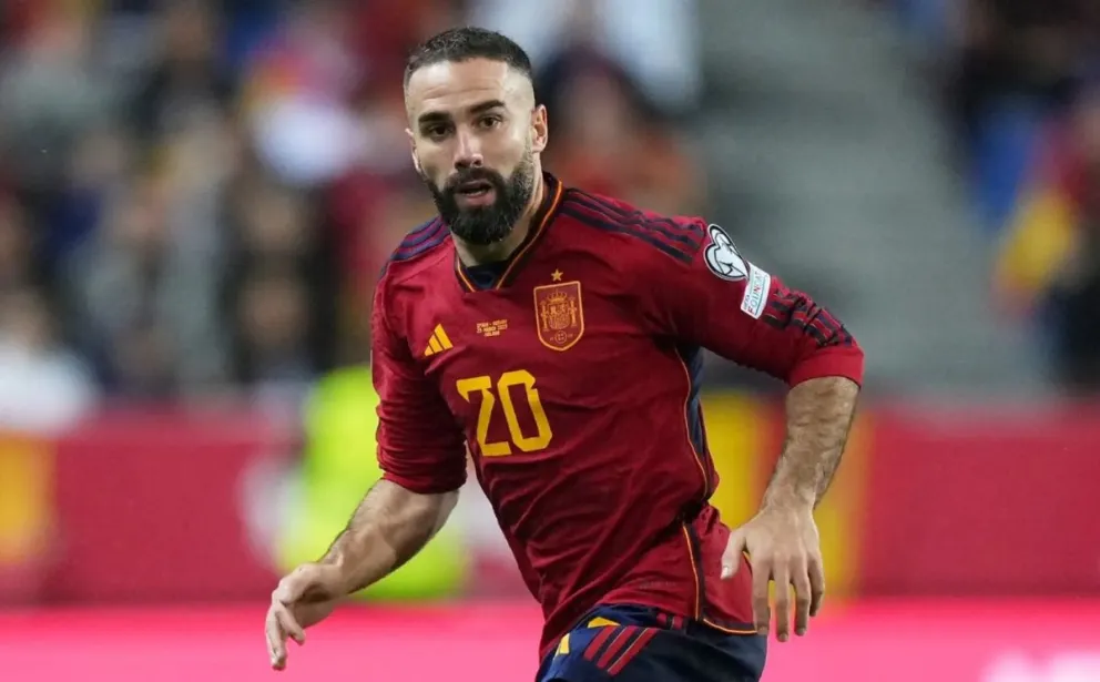 Dani Carvajal, jugador del Real Madrid, en uno de los tantos partidos que jugó con la selección española.