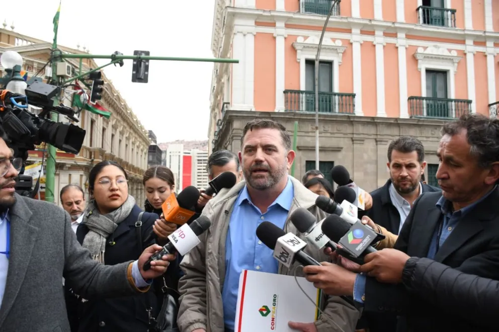 El máximo ejecutivo de la Confederación Agropecuaria Nacional (Confeagro), Klaus Frerking, tras reunión con autoridades en La Paz. Foto: APG