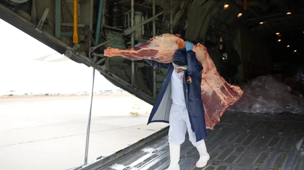 El traslado de carne de res para abastecer a La Paz. Foto: Ministerio de Desarrollo Productivo, Rural y Agua
