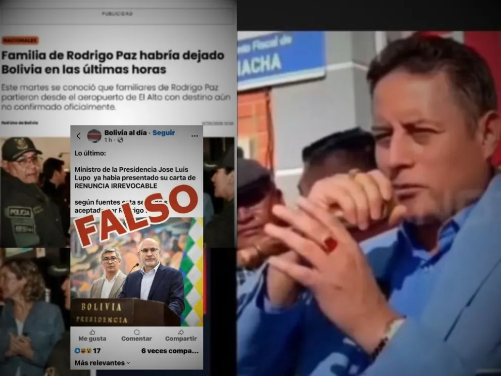 Imágenes de tres de las informaciones que no corresponde a la verdad.
