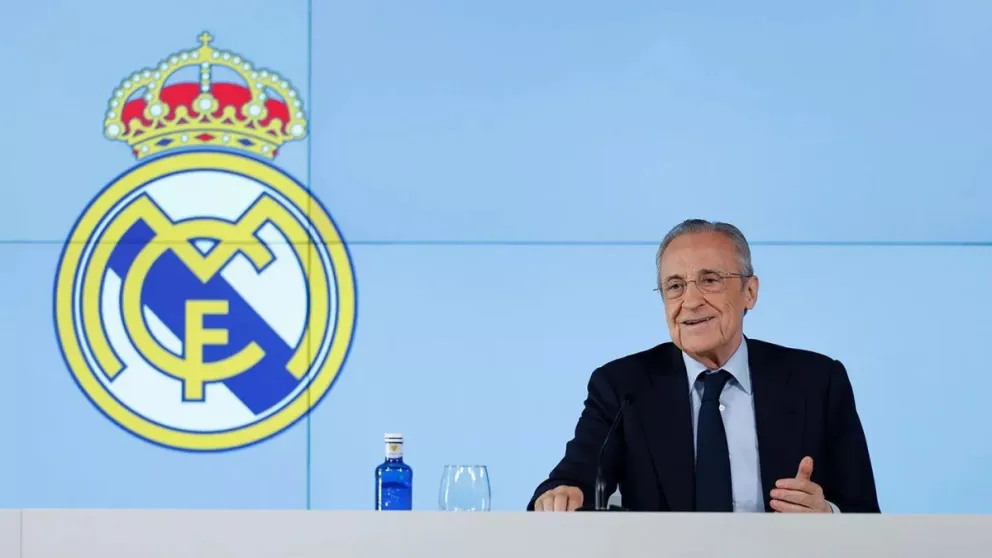 Florentino Pérez durante su anterior conferencia de prensa. Foto: Real Madrid.