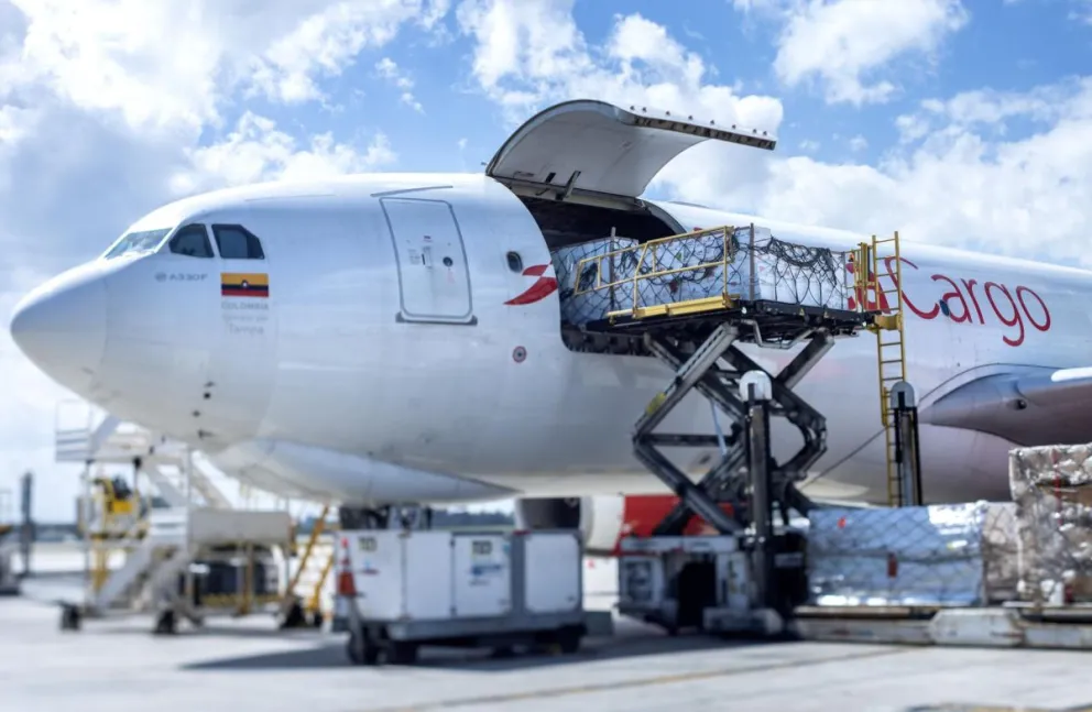 Fotografía de archivo del detalle de un avión de la aerolínea Tampa Cargo, del grupo Avianca, en Miami. Foto: EFE