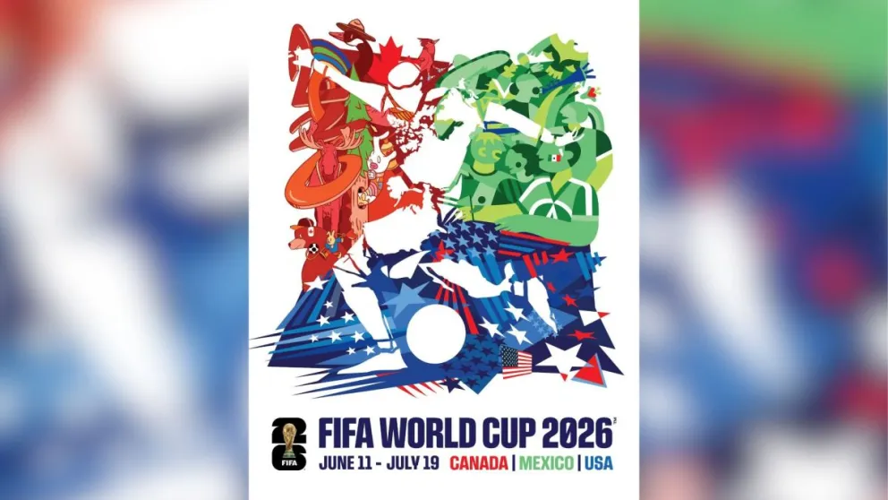 Una muestra el póster oficial del Mundial de 2026. Foto: EFE.