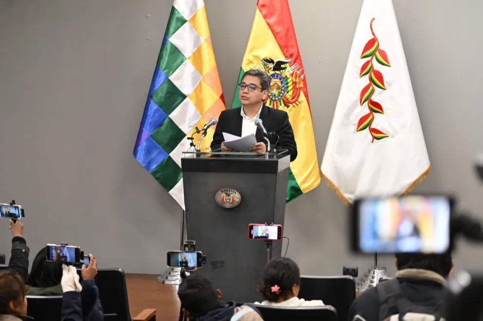 El vocero José Luis Gálvez, en un anterior contacto con la prensa. Foto: Oficina del Presidente 