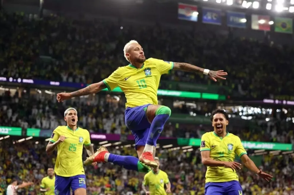 Neymar festeja uno de sus goles con la Canarinha. Foto: FIFA.
