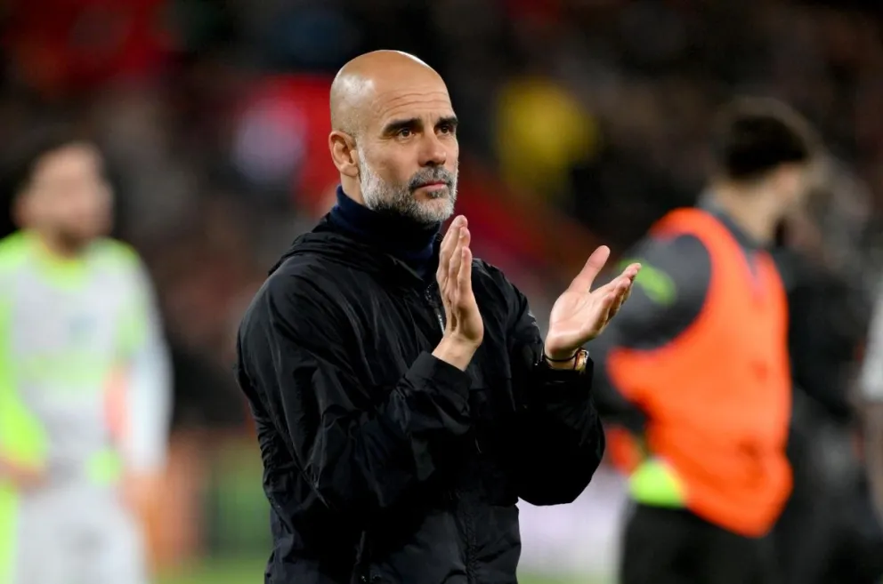 Guardiola durante un partido anterior del City. Foto: EFE.
