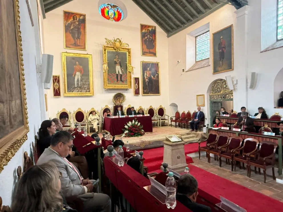 La sesión del Senado hoy en la ciudad de Sucre. Foto: Senado