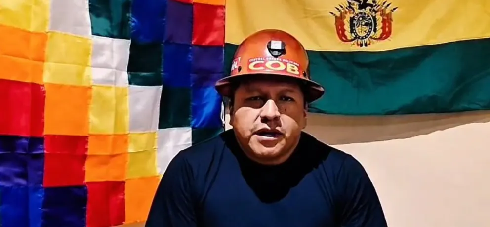 El máximo ejecutivo de la Central Obrera Boliviana (COB), Mario Argollo, en el video publicado hoy. Foto: Captura