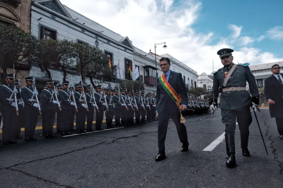 El presidente Rodrigo Paz, en Sucre, el lunes. Foto: Oficina del Presidente 