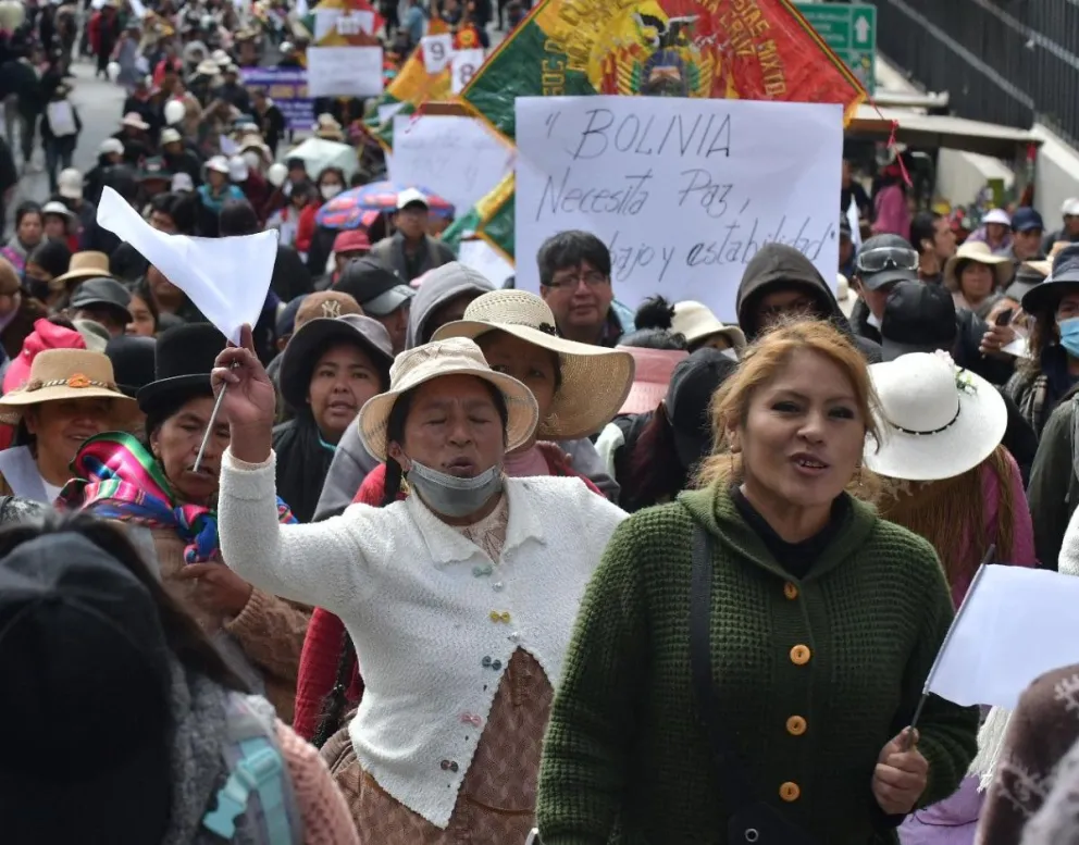 La movilización de los gremiales en La Paz. Foto: APG 