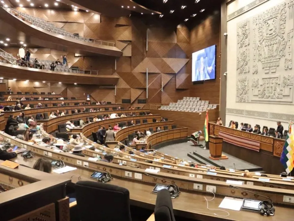 Sesión plena de la Asamblea Legislativa junto a su presidente nato, Edmand Lara. Foto: Cámara de Diputados

