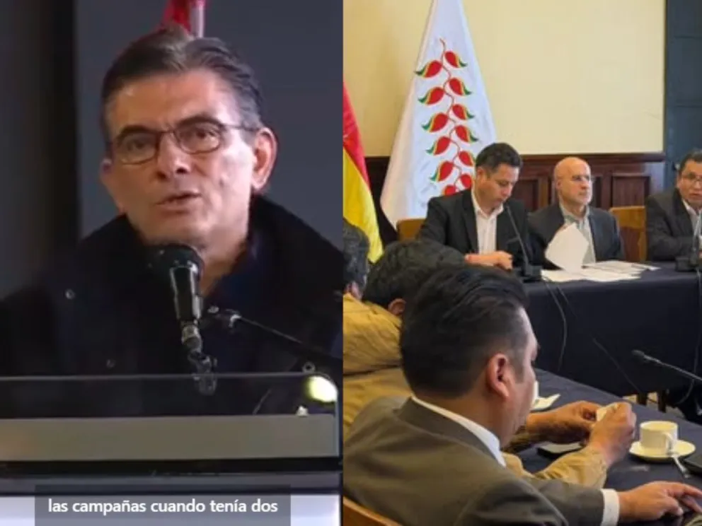 Paz en el Consejo Económico y Social; y Lara en la reunión en la vicepresidencia. Fotos: Captura y RRSS de Lupo 
