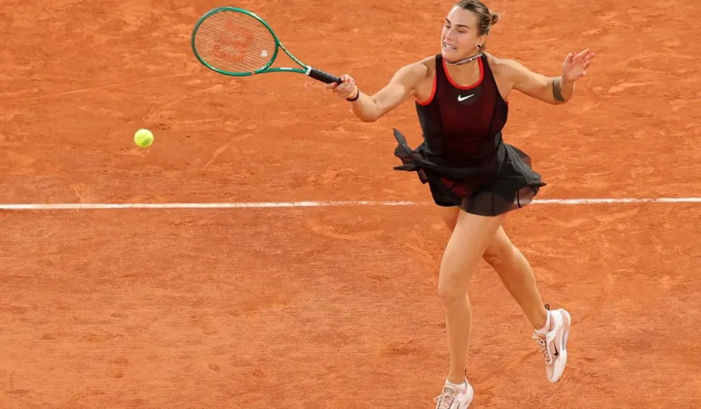 Sabalenka durante su partido de octavos de Roland Garros. Foto: EFE.