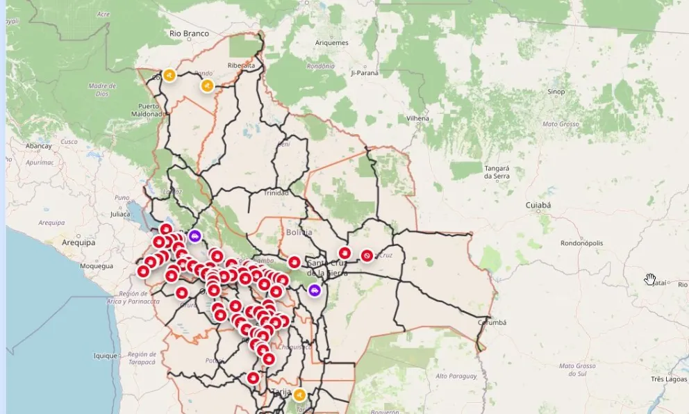 Los puntos de bloqueos en seis departamentos. Foto: ABC