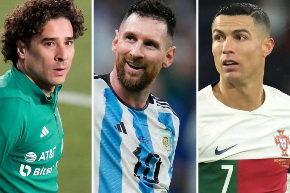 Ochoa (México), Messi (Argentina) y Ronaldo (Portugal) que van por su sexto Mundial. Foto: DM