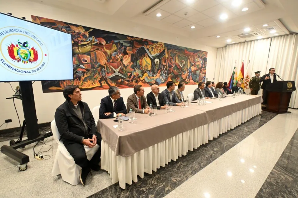 El presidente Rodrigo Paz durante su discurso este lunes. Foto: Oficina del Presidente 