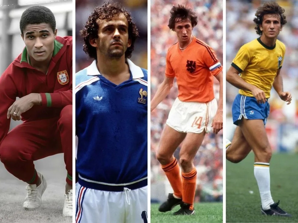 Eusebio, Platini, Cruyff y Zico; todos se quedaron sin ganar un Mundial. Fotos: PNT