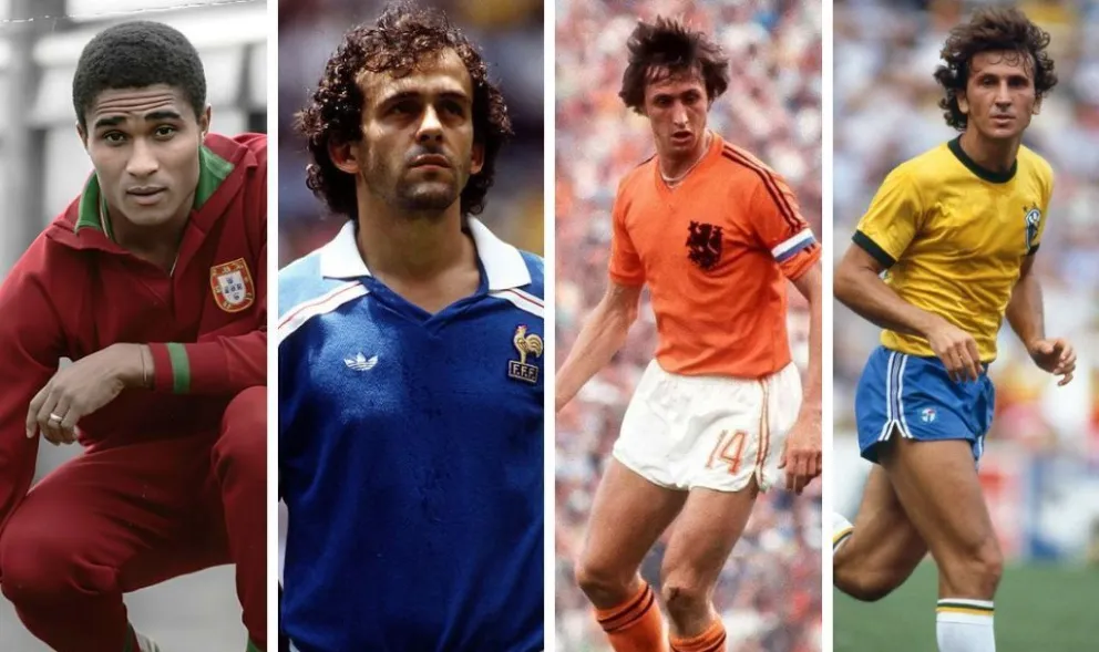 Eusebio, Platini, Cruyff y Zico; todos se quedaron sin ganar un Mundial. Fotos: PNT