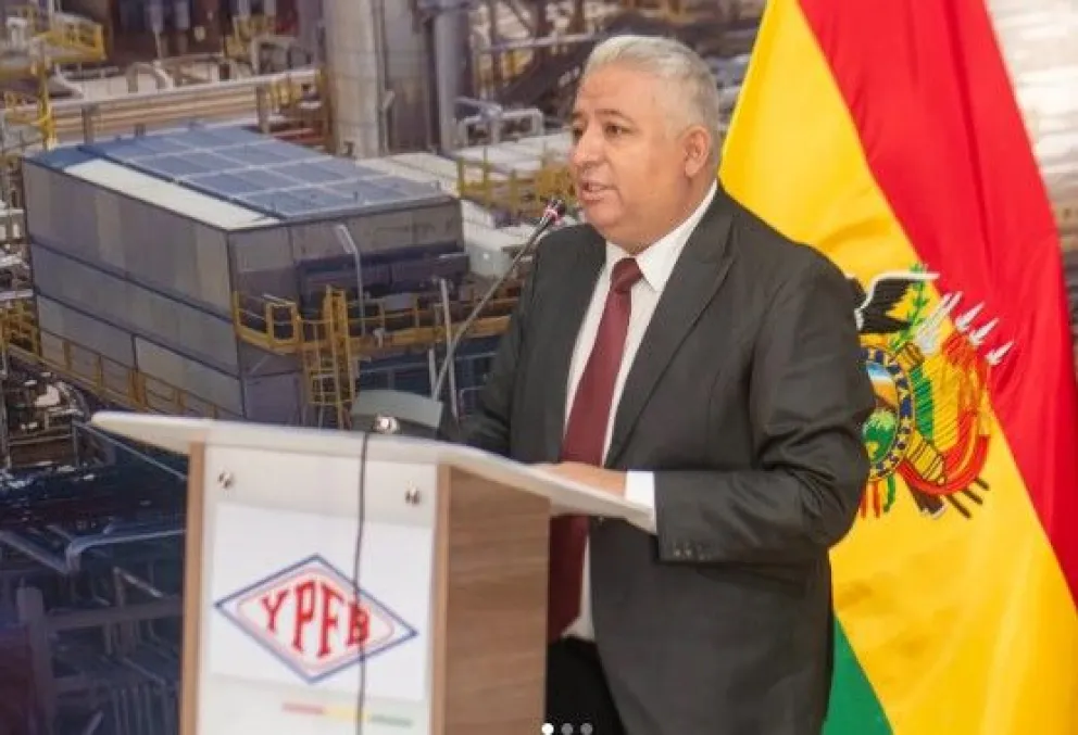 El gerente general de YPFB Logística, Eddy Rolando Torrico Ibáñez, en una conferencia anterior. Foto: YPFB