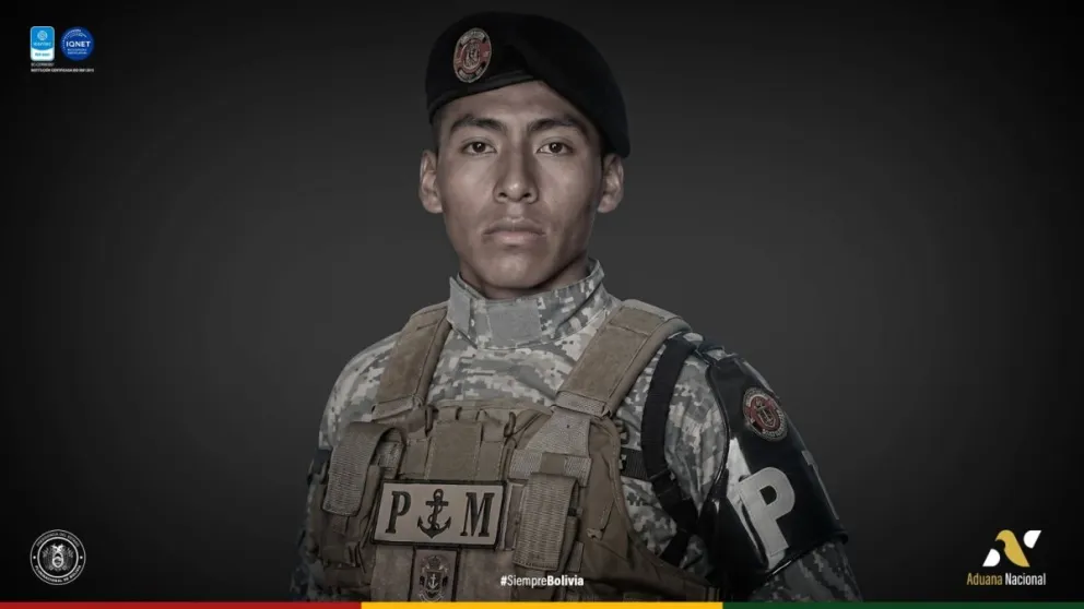 El sargento segundo de la Armada Boliviana, Abraham Gutiérrez Mamani. Foto: Aduana Nacional
