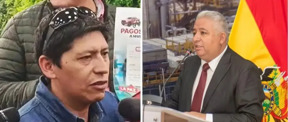 El gerente comercial de YPFB, Nelson Alejandro Mendoza, y el gerente general de YPFB Logística, Eddy Rolando Torrico Ibáñez. Foto: Unitel.