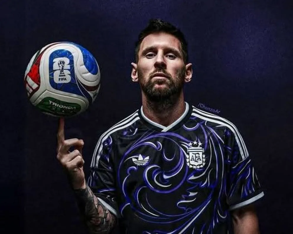 Messi luce la camiseta alterna de Argentina con el nuevo sistema climatizado. Foto: AFA