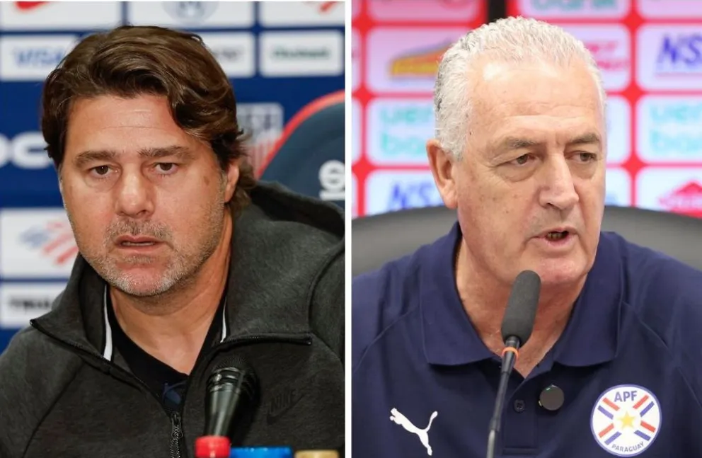Pochettino (izq.) y Alfaro, en sus conferencias de prensa. Fotos: EFE.
