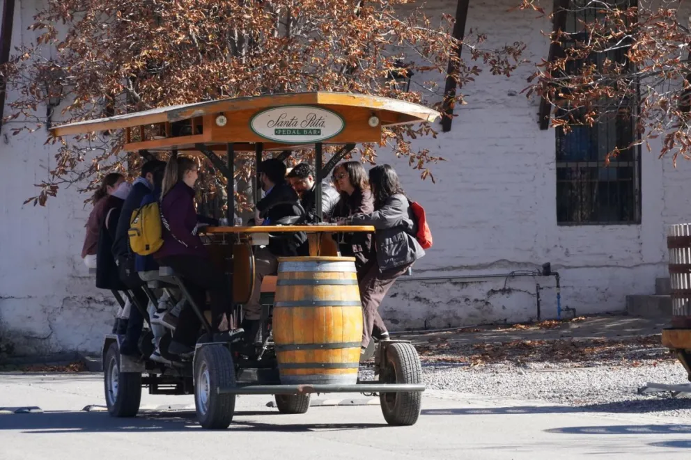 Fotografía del 19 de mayo 2026 que muestra turistas durante un paseo por la viña Santa Rita, en la comuna de Buin, en Santiago (Chile). Foto: EFE
