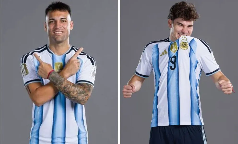 Lautaro Martínez (izq.) y Julián Álvarez, delanteros de la Albiceleste. Foto: Selección argentina