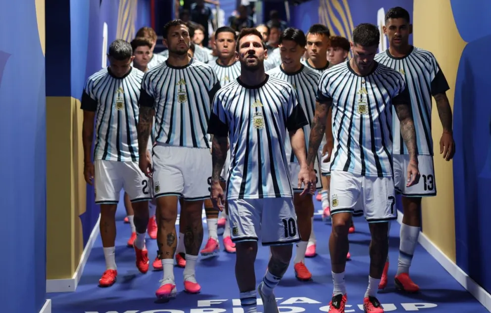 La Albceleste previo a su partido con Argelia. Foto: AFA.