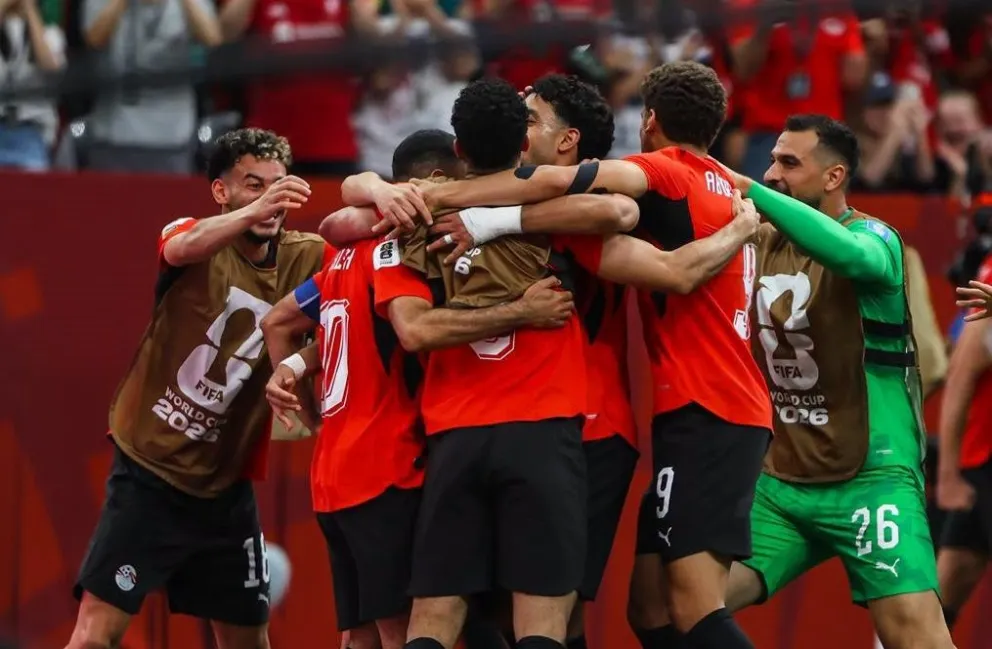 Los egipcios celebran uno de sus goles. Foto: EFA.