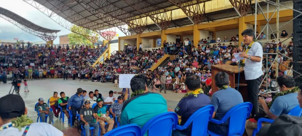 El expresidente Evo Morales en el encuentro en Shinahota, en el trópico de Cochabamba. Foto: Evo Morales
