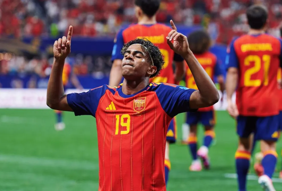 Lamine Yamal festeja su gol con España en el Mundial. Foto: Selección española.