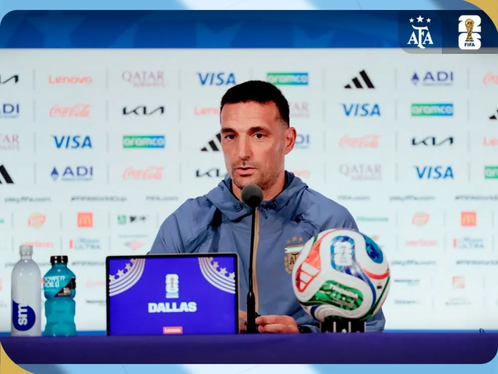 Lionel Scaloni, director de la selección argentina, durante la conferencia de prensa de este viernes. Foto: AFA