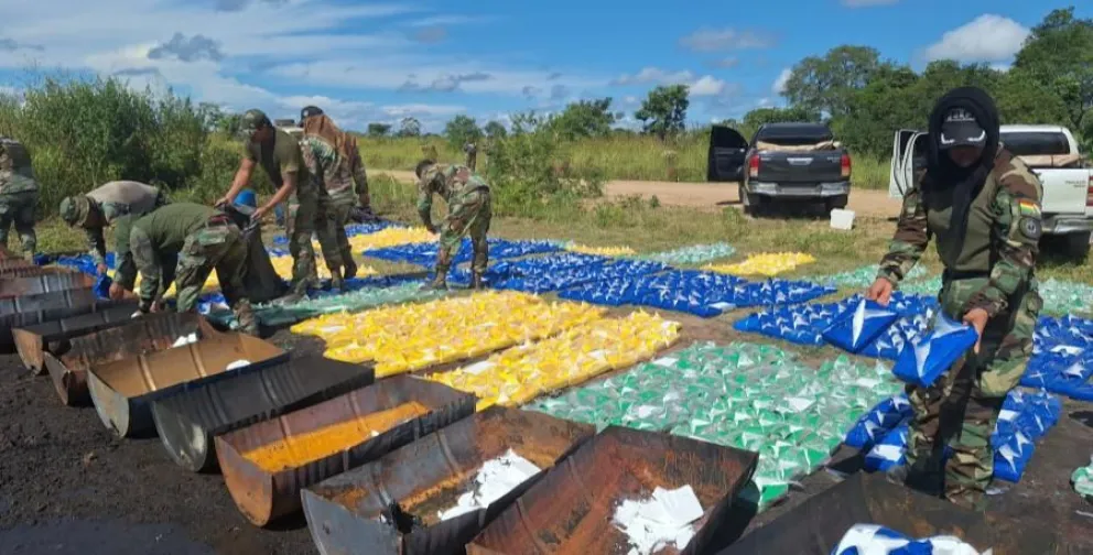 Incautación de droga en Montero, realizado el 10 de junio. Foto: Unodc