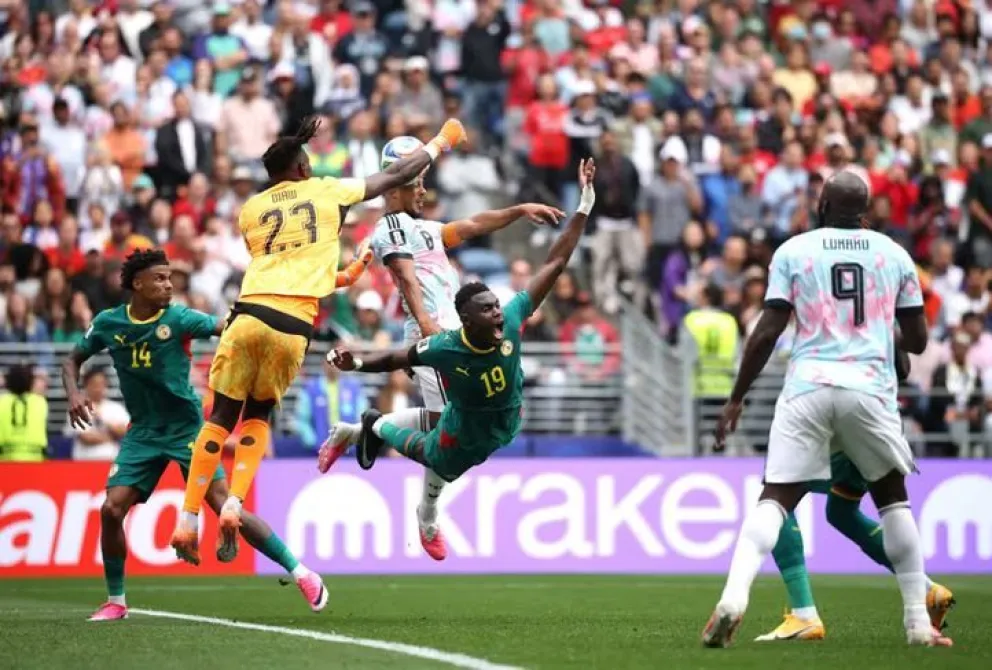 Ismaila Sarr celebra el segundo gol del combinado de Senegal. Foto. BR