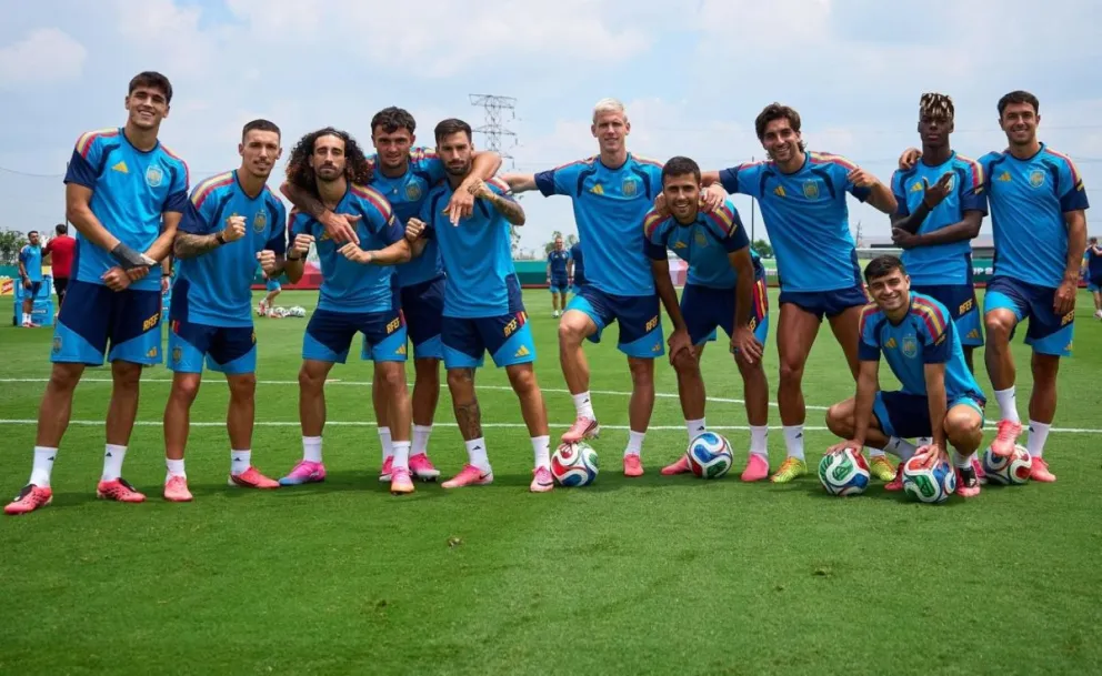 Jugadores de España en uno de sus últimos entrenamientos antes de afrontar el choque de dieciseisavos. Foto: RFEF