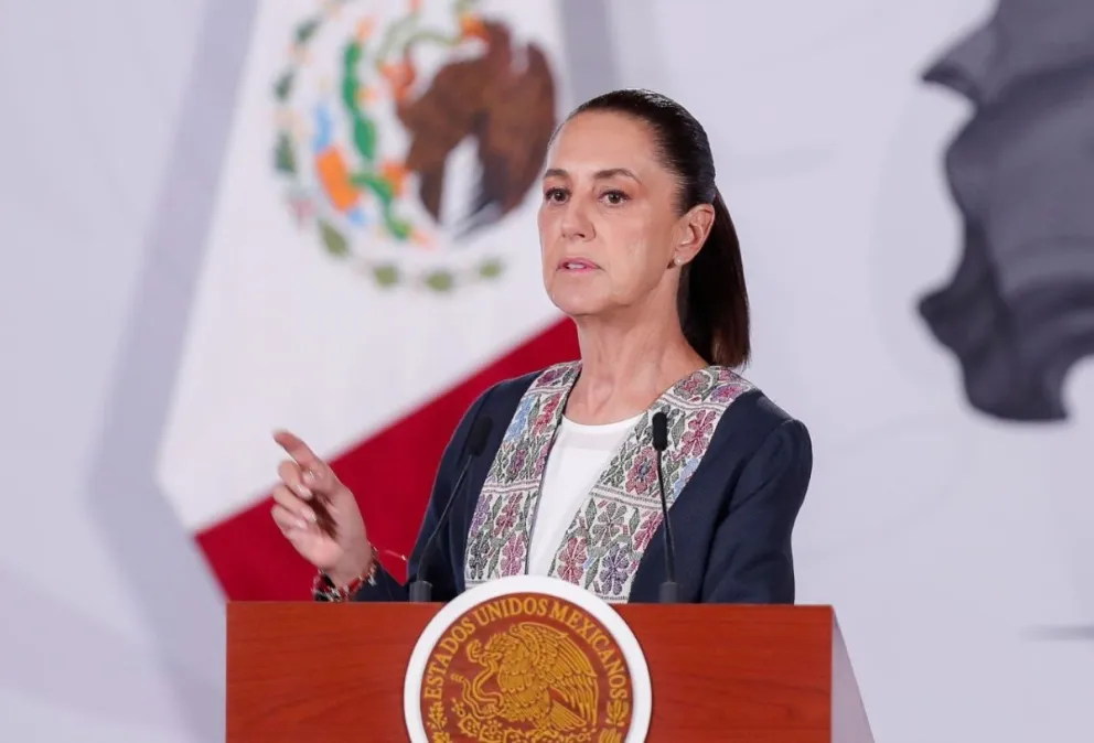 La presidenta de México, Claudia Sheinbaum, durante la conferencia de prensa este jueves. Foto: EFE
