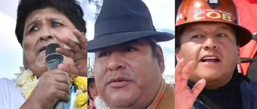 Fiscalía de Santa Cruz aceptó demanda contra expresidente Evo Morales, el dirigente de los campesinos de La Paz, Vicente Salazar y  Mario Argollo, máximo dirigente de la COB. Foto Unitel