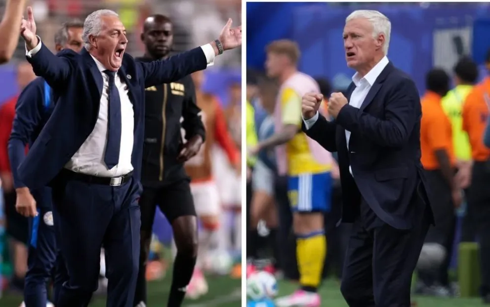 Alfaro (izq.) y Deschamps, durante el Mundial. Fotos: Selección de Paraguay y EFE.