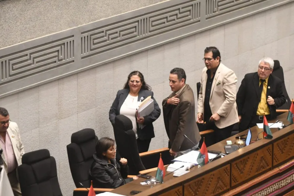 La ministra Flores en el momento en que pasa a la testera. Foto: APG 