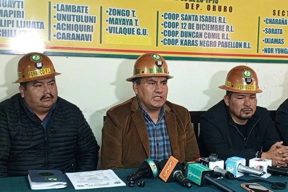 Conferencia de prensa de la Federación Regional de Cooperativas Mineras Auríferas (Ferreco). Foto: Erbol